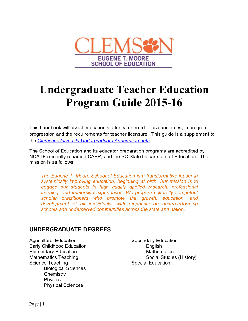 Undergraduate Teacher Education