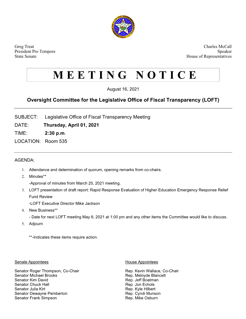 Meeting Notice