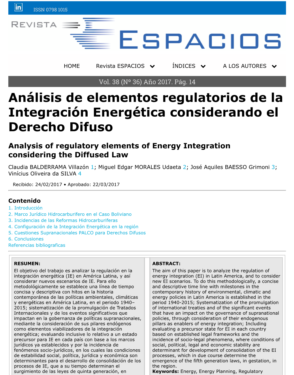 Análisis De Elementos Regulatorios De La Integración Energética Considerando El Derecho Difuso