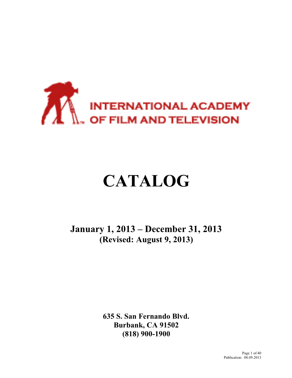 International Academy of Film and Television Catalog