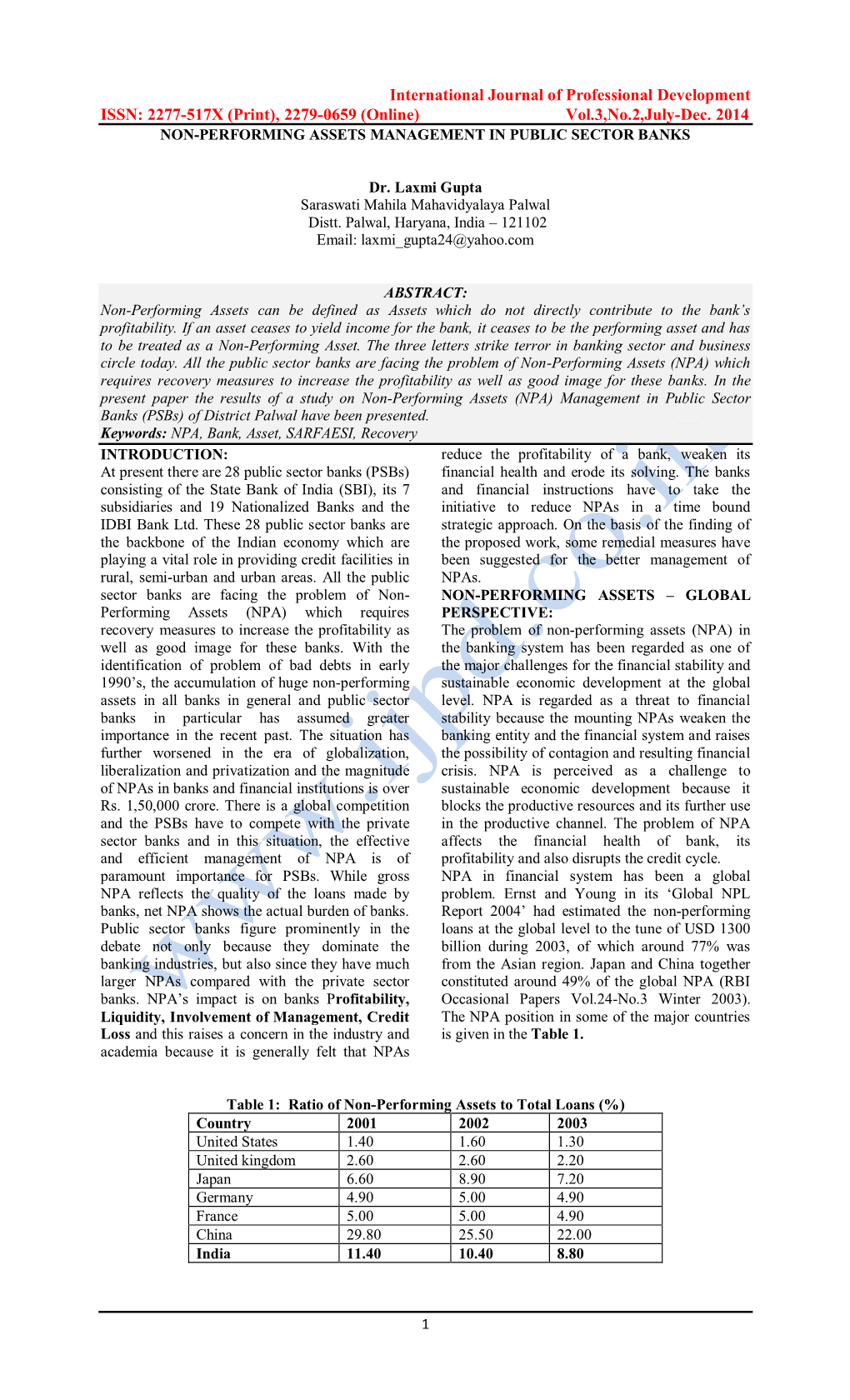 International Journal of Professional Development ISSN: 2277-517X (Print), 2279-0659 (Online) Vol.3,No.2,July-Dec