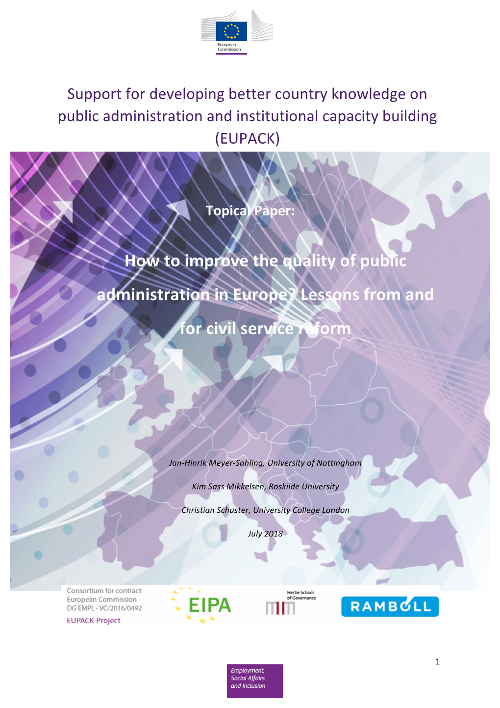 How to Improve the Quality of Public Administration in Europe? Lessons from and for Civil Service Reform