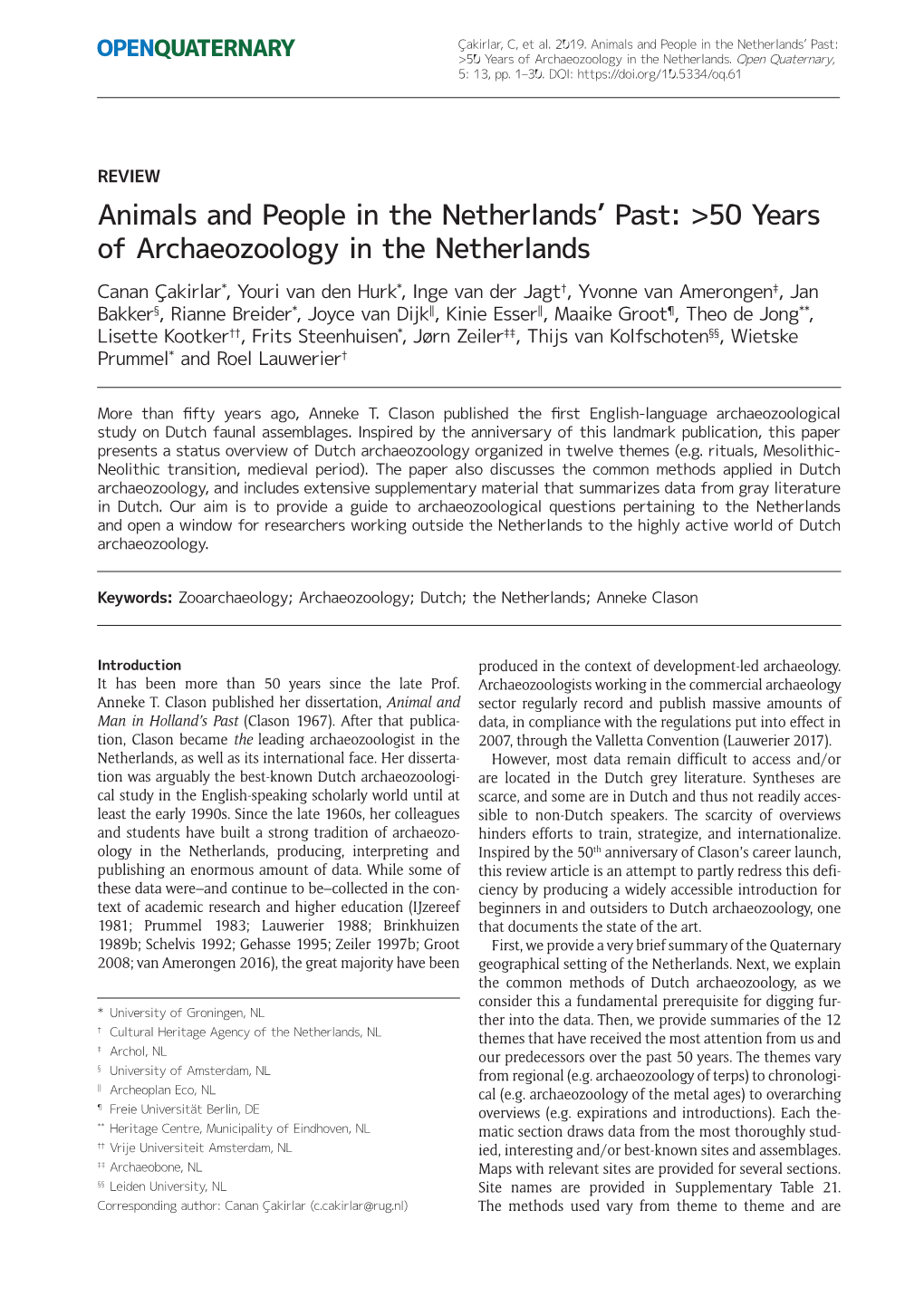 50 Years of Archaeozoology in the Netherlands