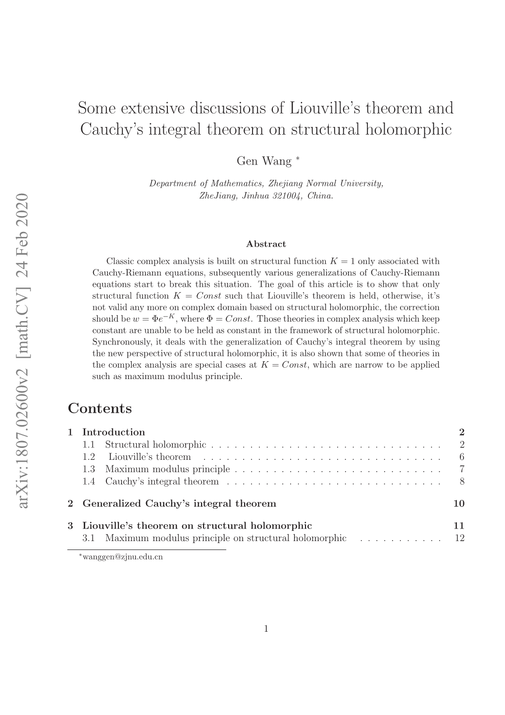 Some Extensive Discussions of Liouville's Theorem and Cauchy's Integral Theorem on Structural Holomorphic