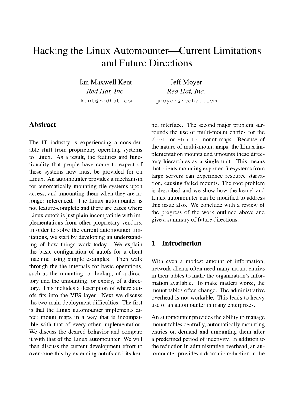 Hacking the Linux Automounter—Current Limitations and Future Directions