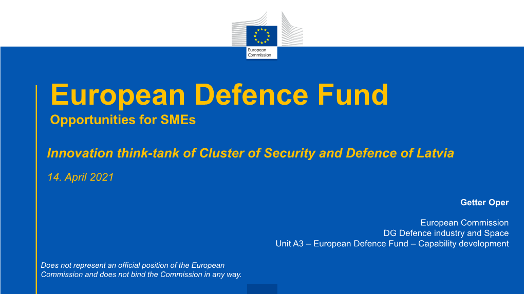 European Defence Fund Opportunities for Smes