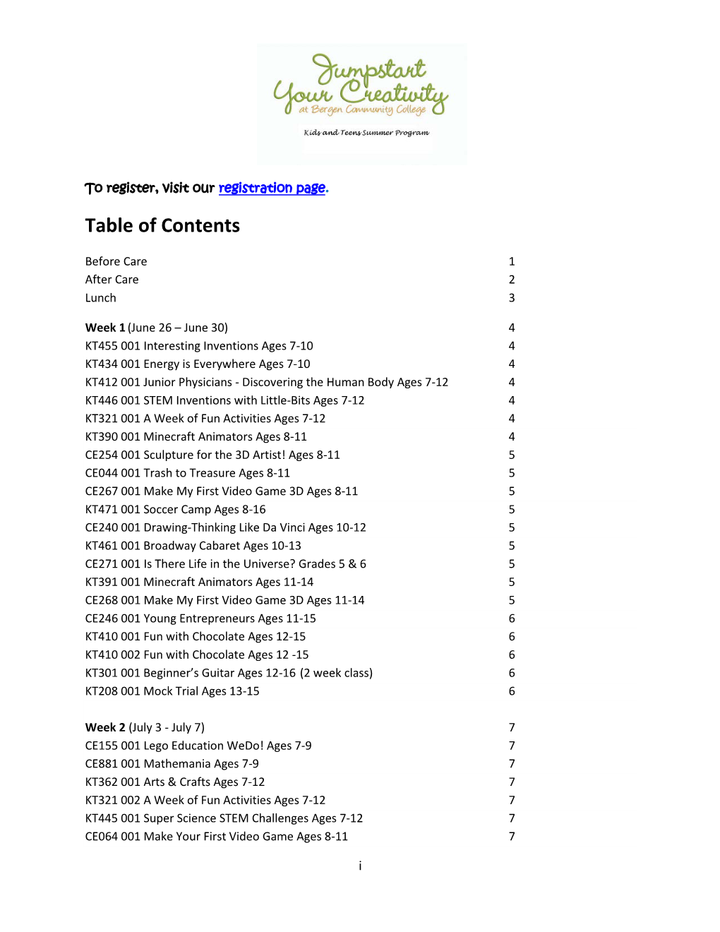 Table of Contents