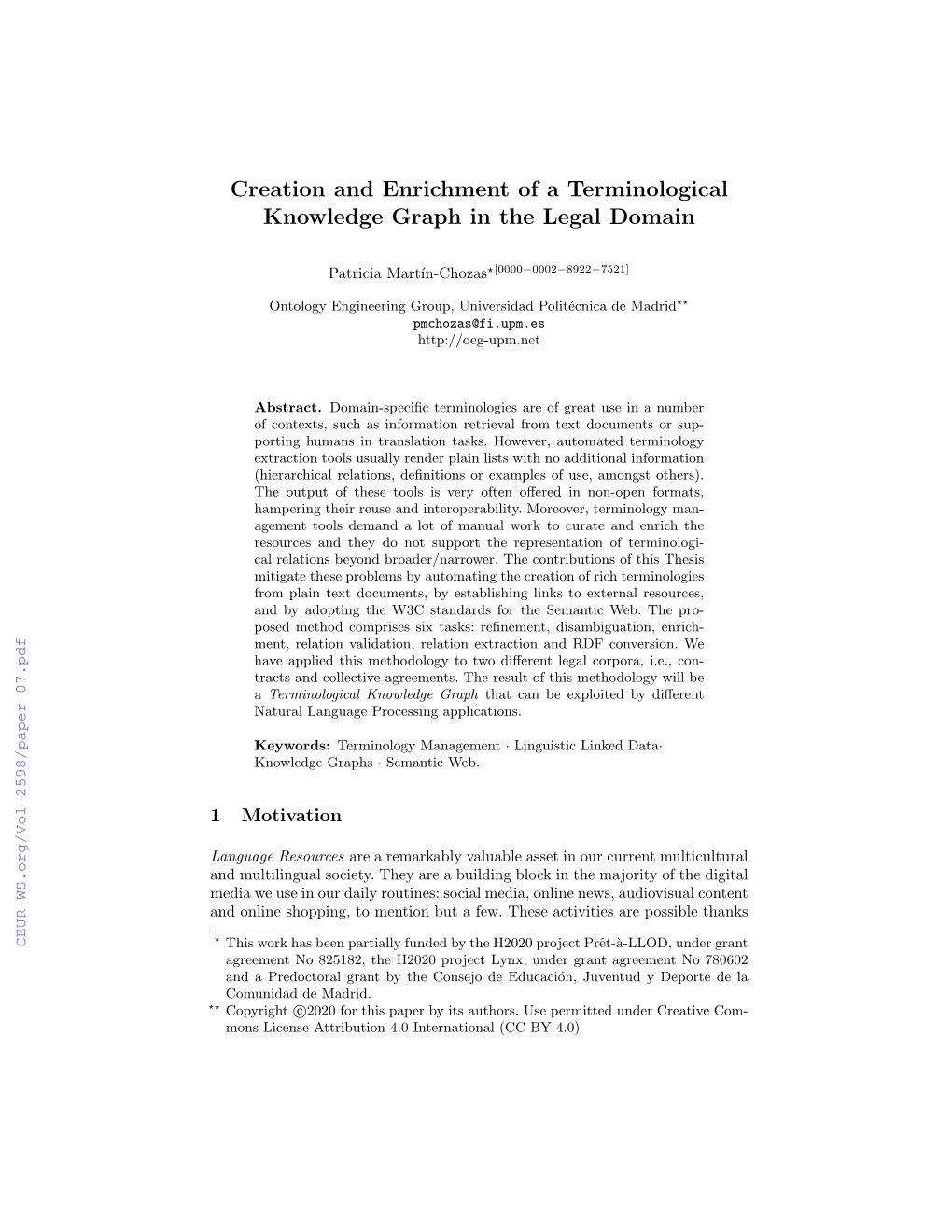 Creation and Enrichment of a Terminological Knowledge Graph in the Legal Domain