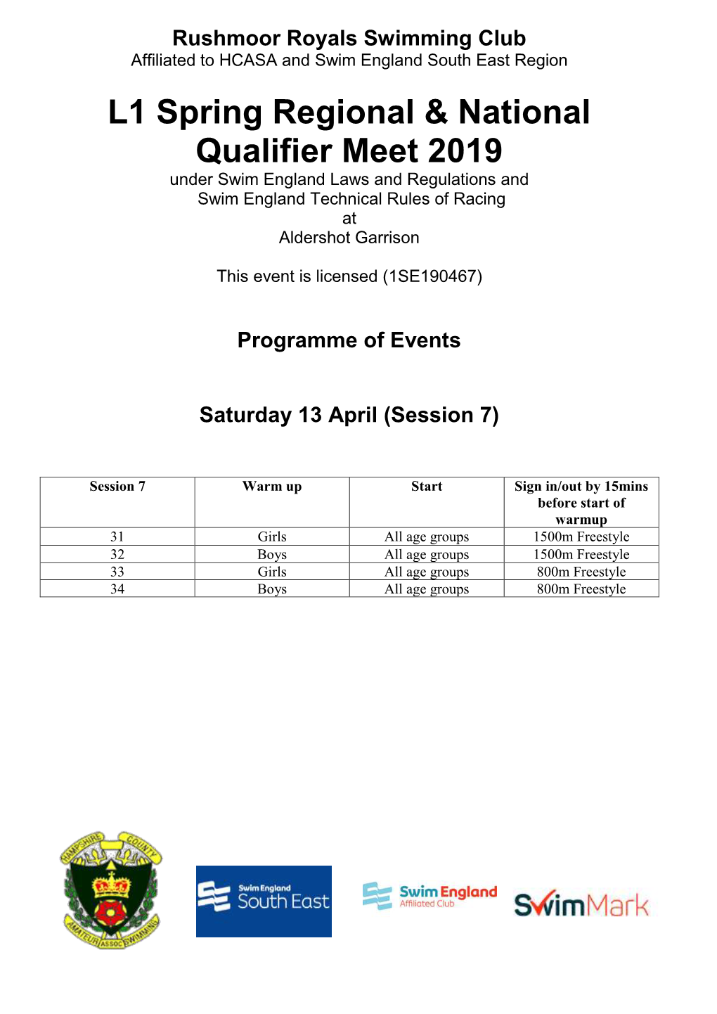 L1 Spring Regional & National Qualifier Meet 2019