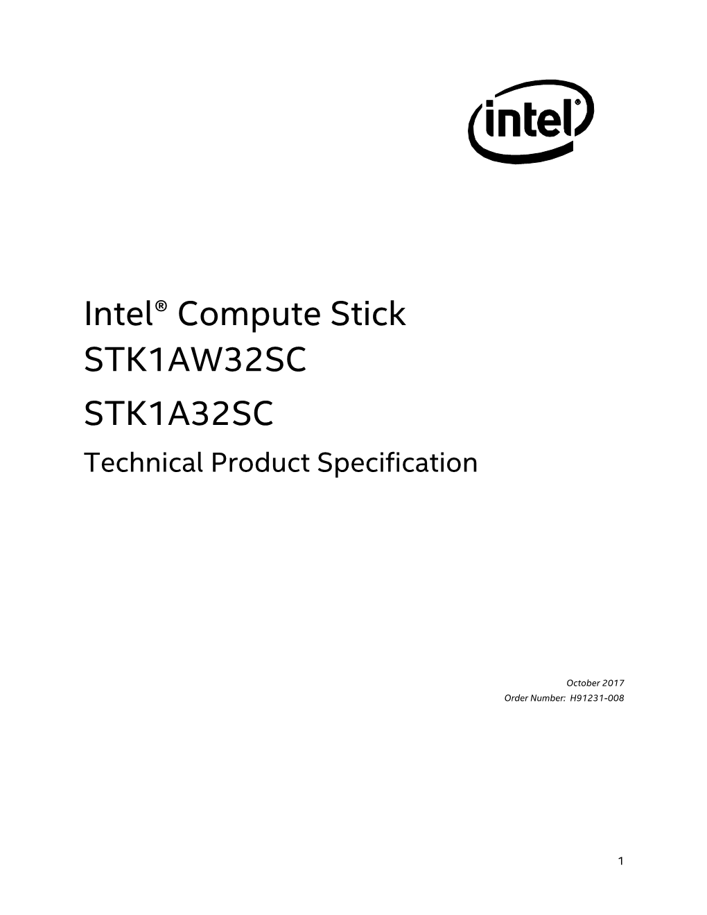 Intel® Compute Stick STK1AW32SC STK1A32SC Technical Product Specification