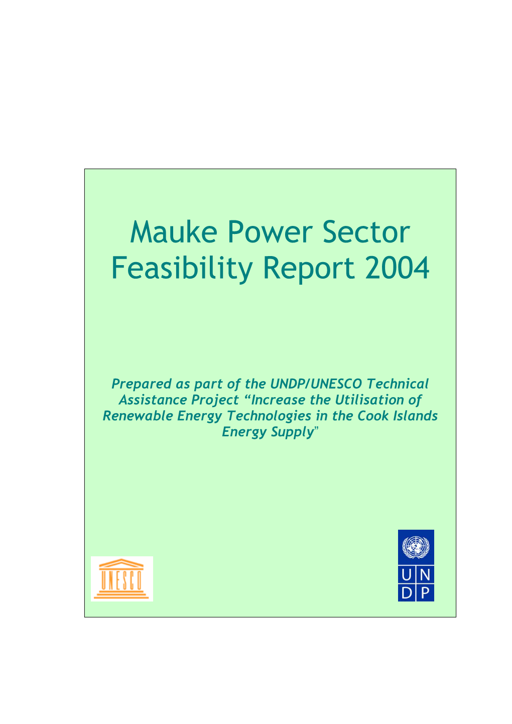 Mauke Power Sector Feasibility Report 2004