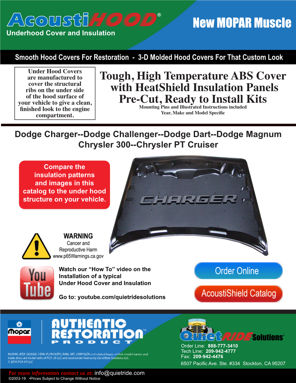 New MOPAR Muscle Underhood Cover and Insulation