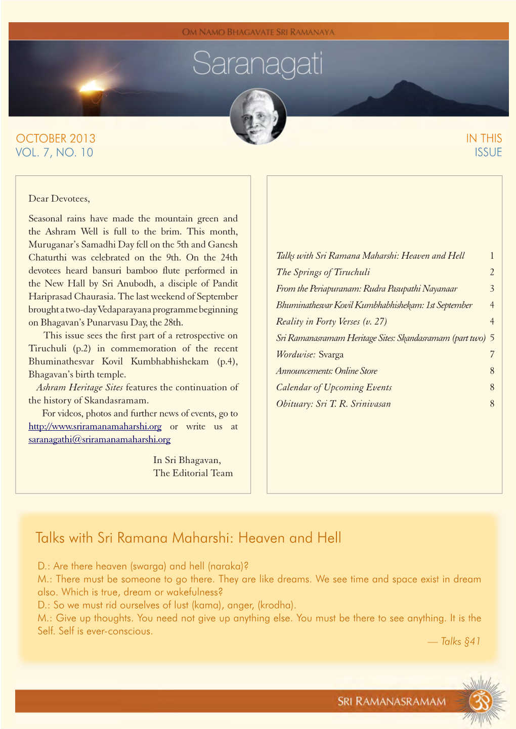 Talks with Sri Ramana Maharshi: Heaven and Hell