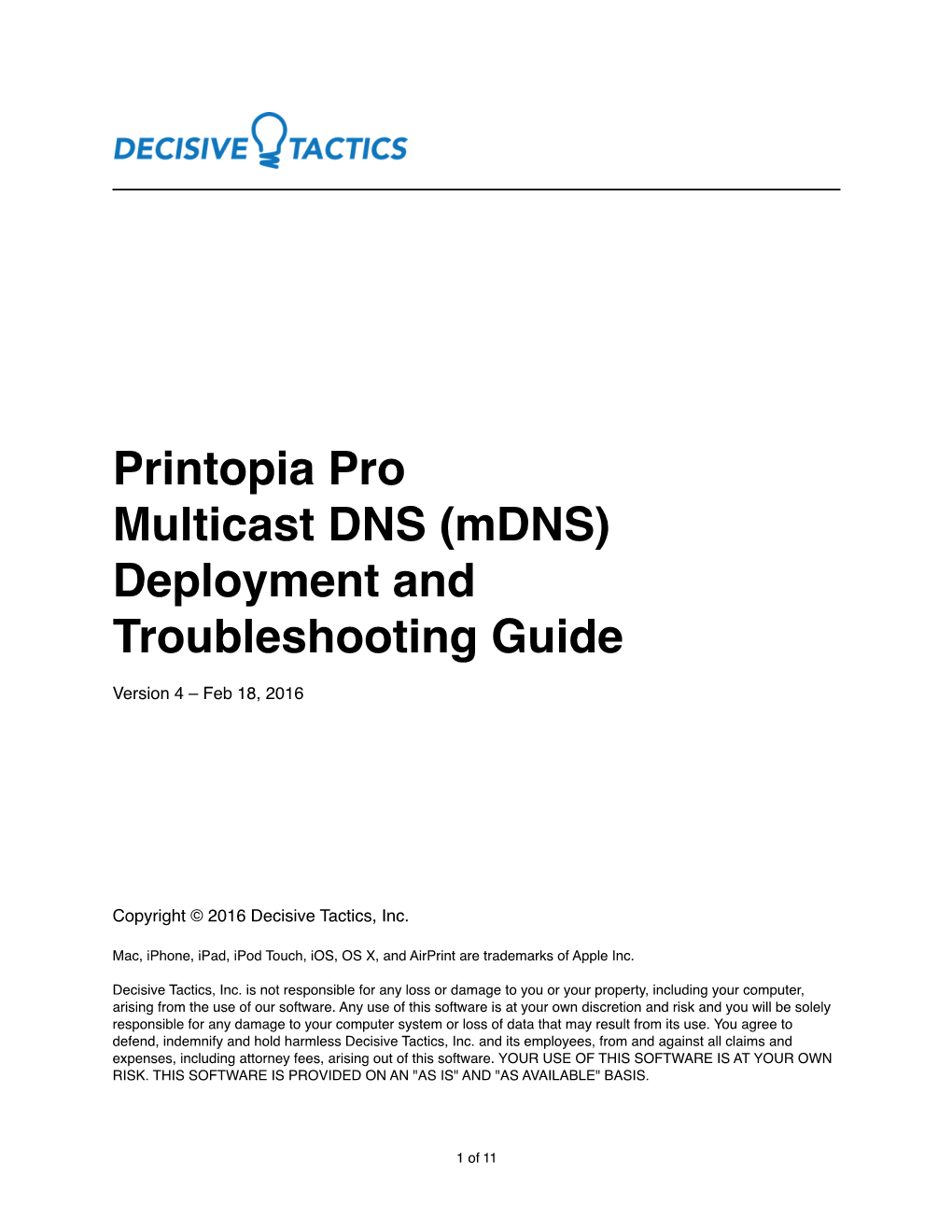 Printopia Pro Multicast DNS (Mdns) Deployment and Troubleshooting Guide