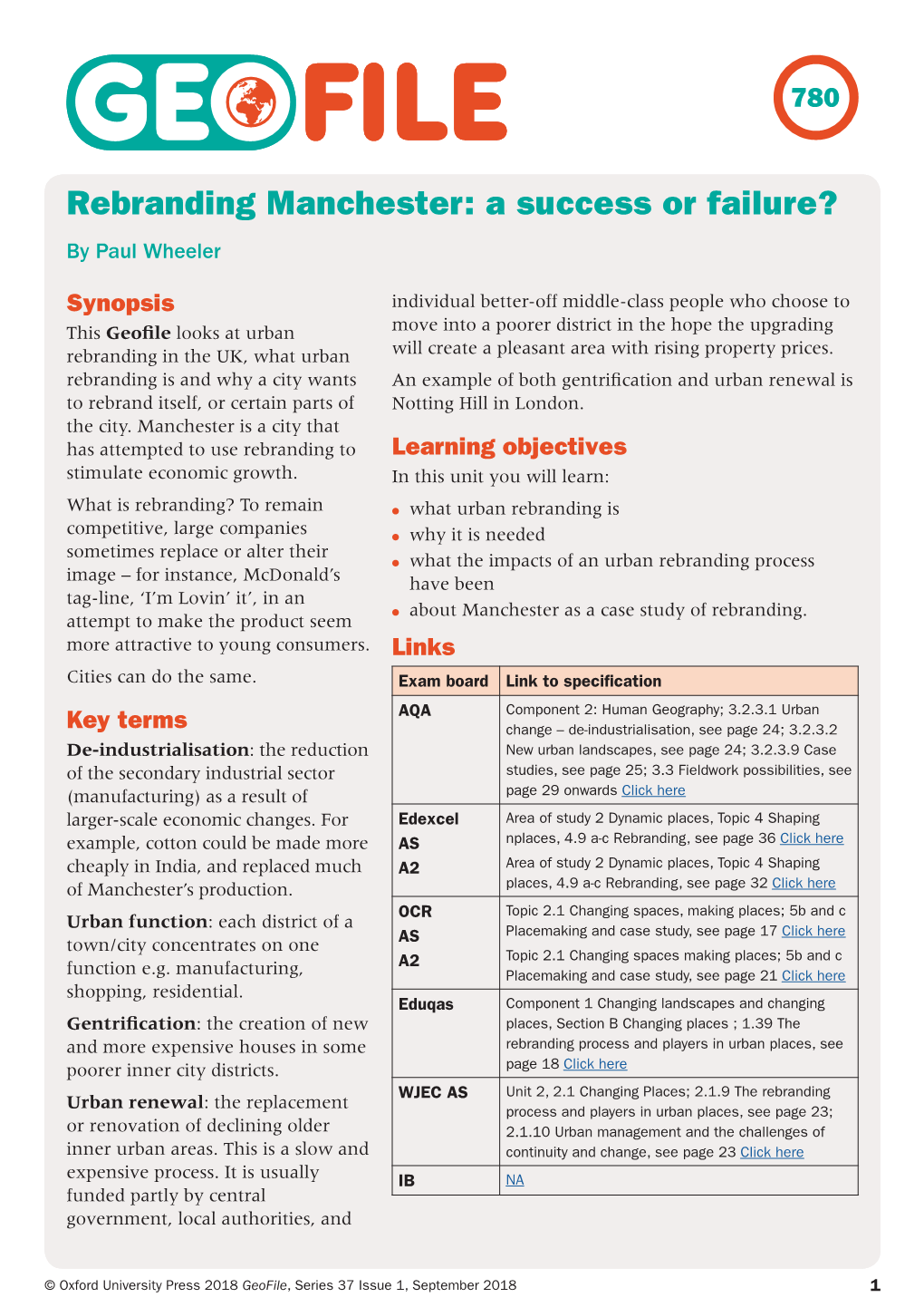 Rebranding Manchester: a Success Or Failure? by Paul Wheeler