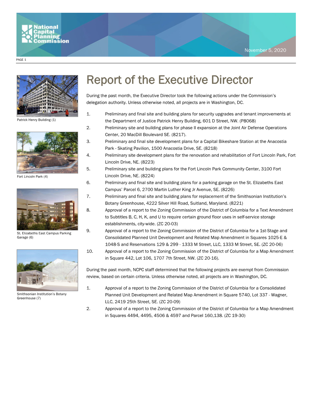 November 5, 2020 Executive Director's Report