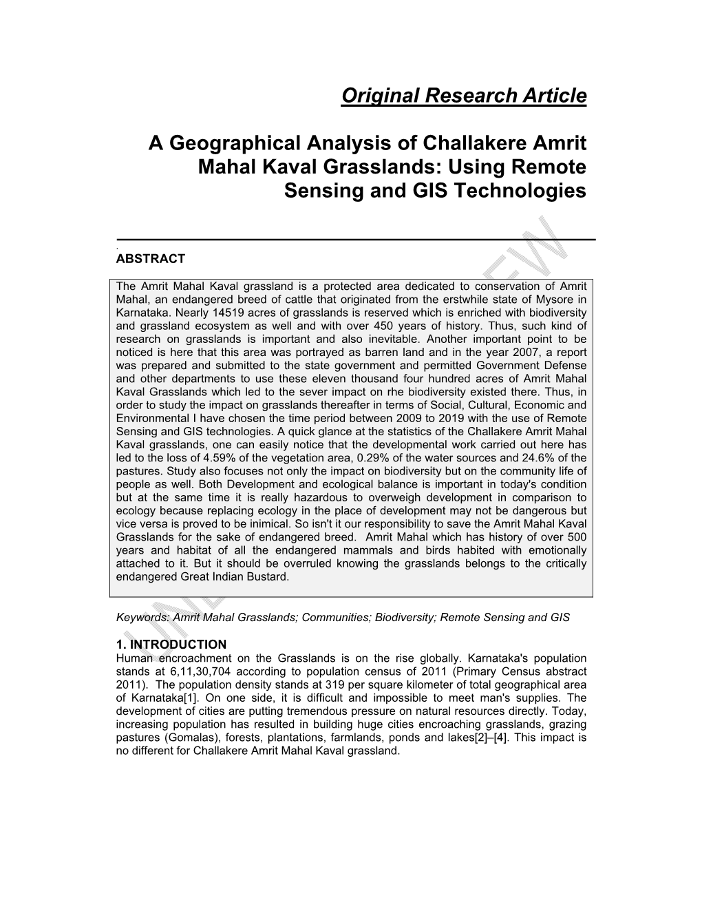 Original Research Article a Geographical Analysis Of