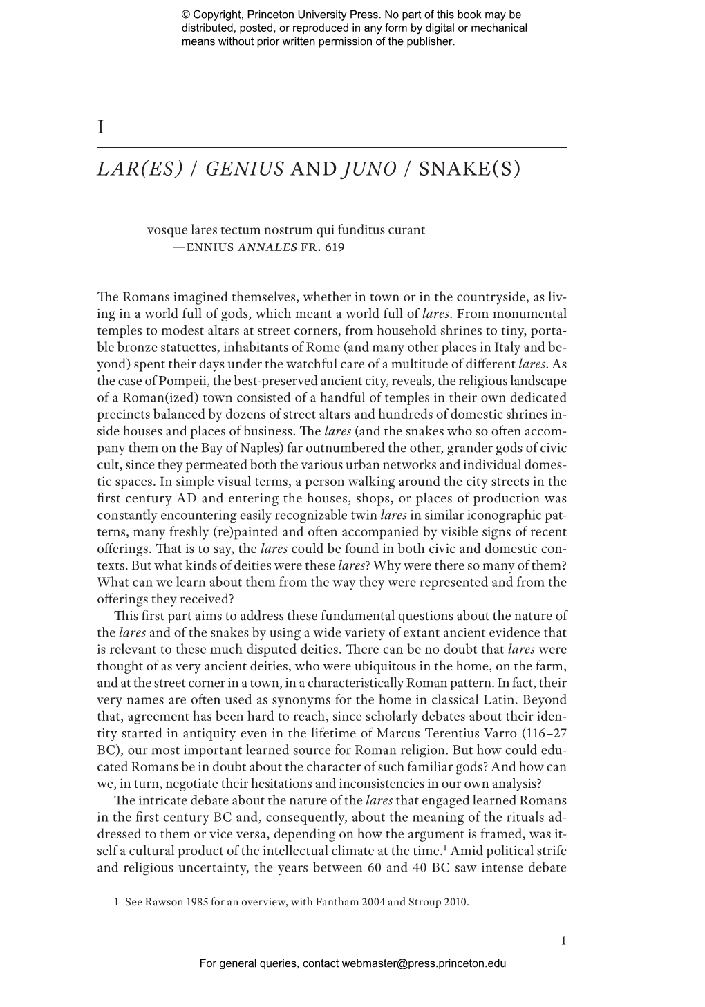 The Dancing Lares and the Serpent in the Garden: Religion at the Roman