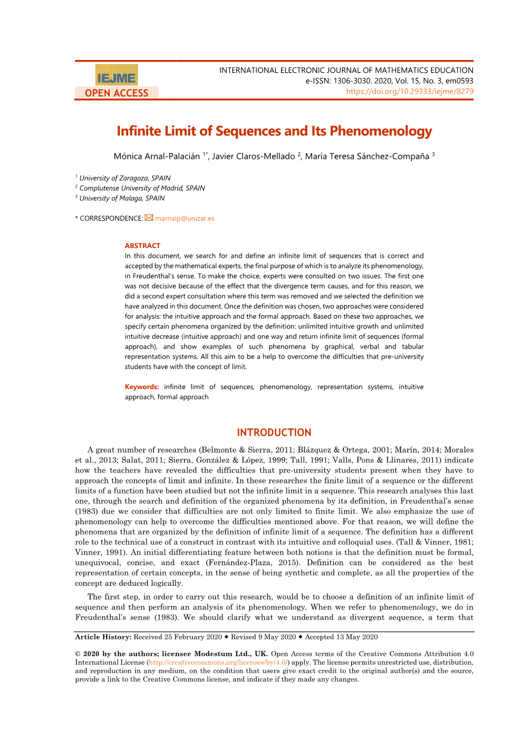 Infinite Limit of Sequences and Its Phenomenology