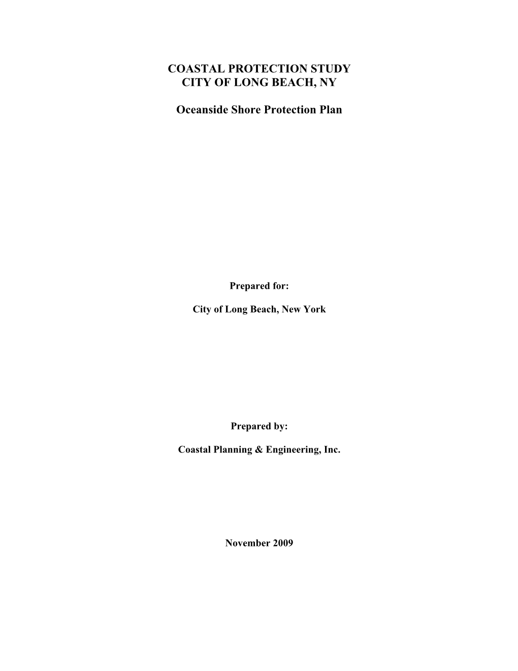 Coastal Protection Study City of Long Beach, Ny