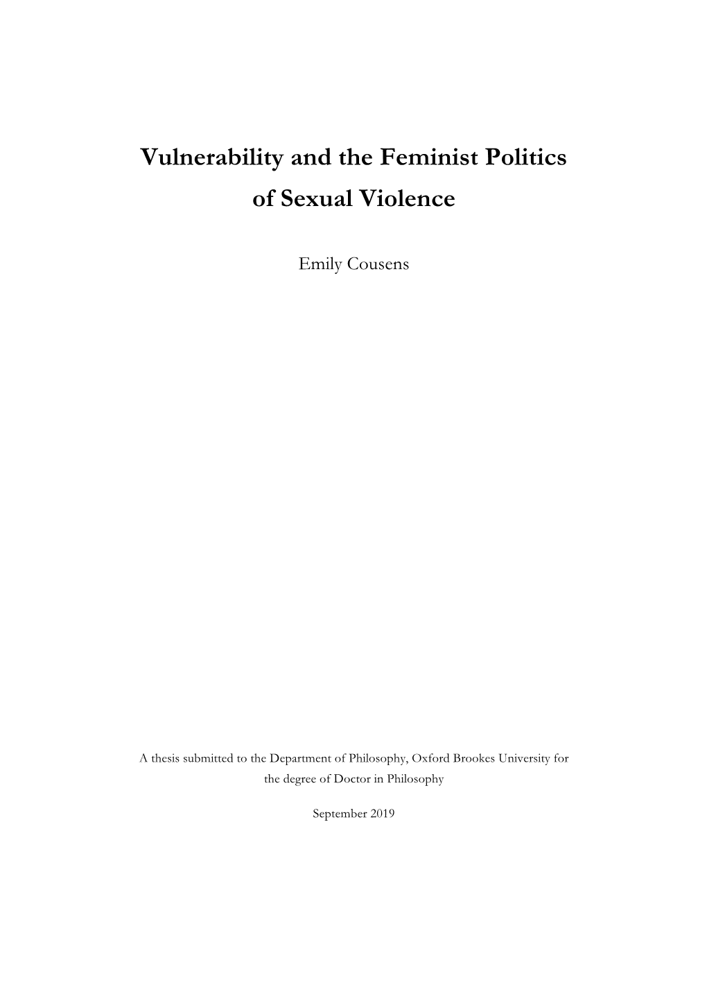 Vulnerability and the Feminist Politics of Sexual Violence