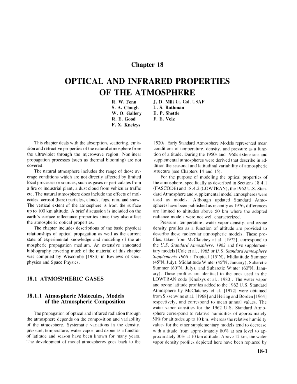 Optical and Infrared Properties of the Atmosphere R