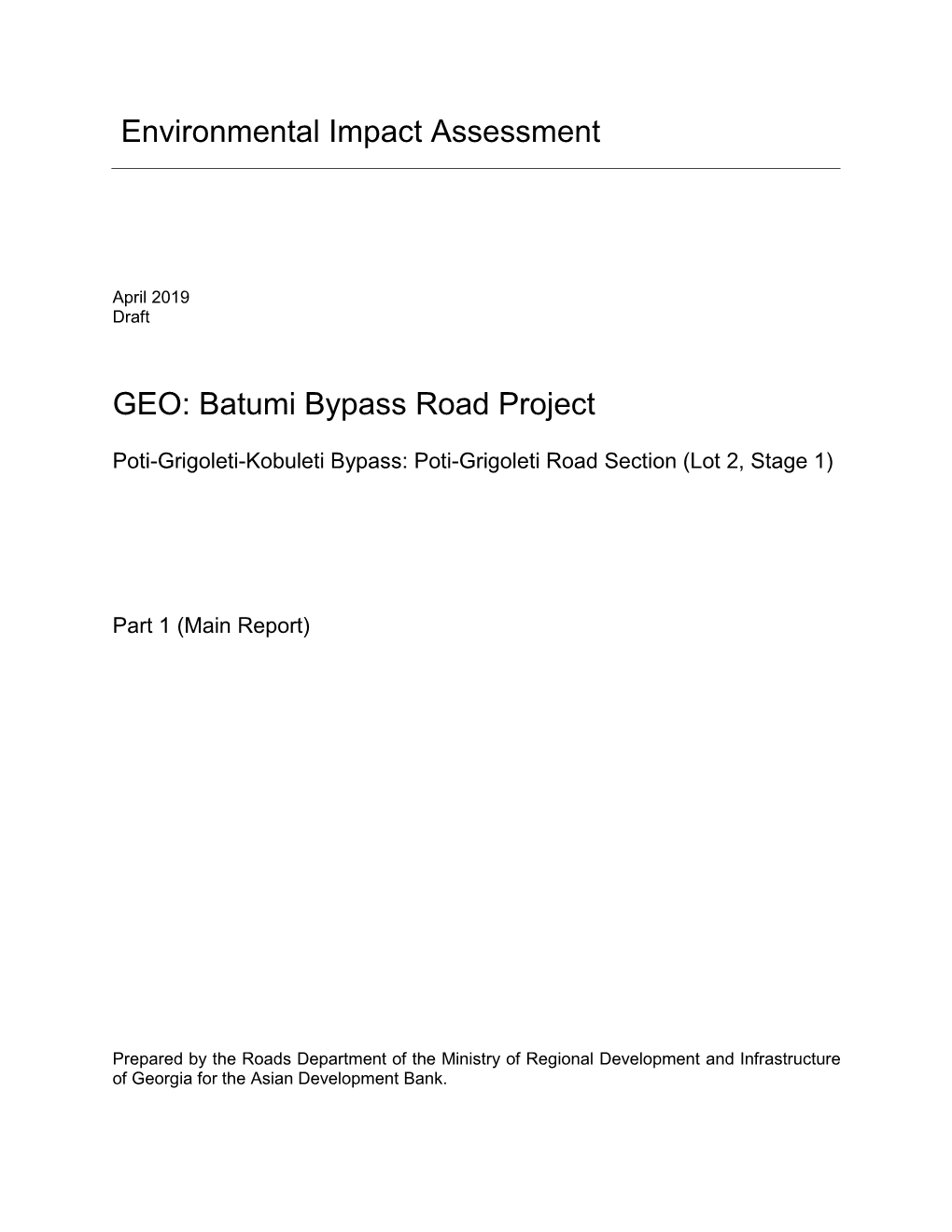 Environmental Impact Assessment GEO: Batumi Bypass Road Project