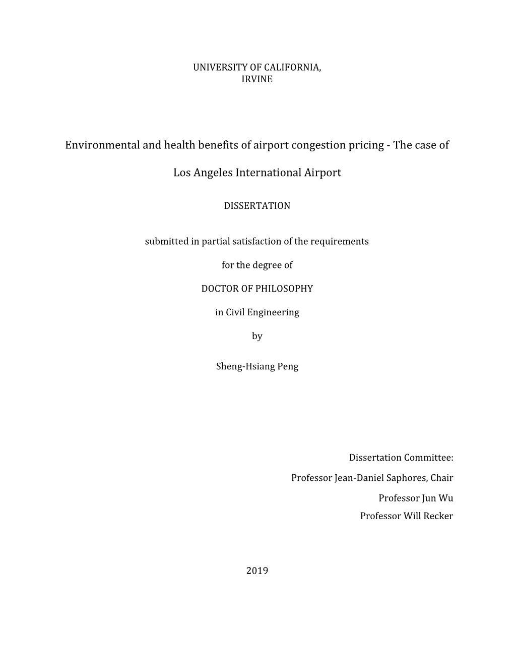 Environmental and Health Benefits of Airport Congestion Pricing - the Case Of