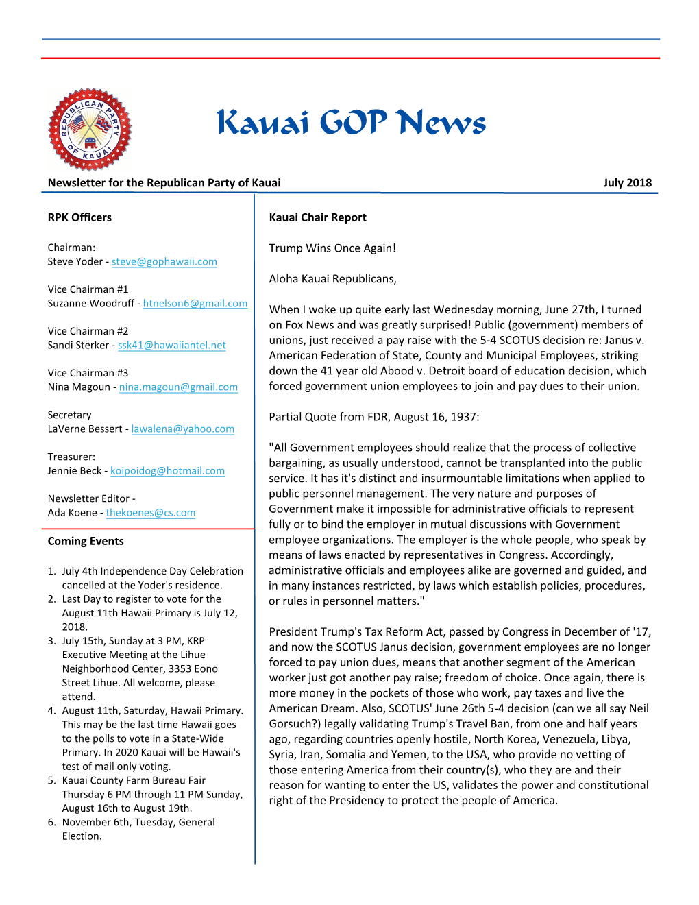 Kauai GOP News