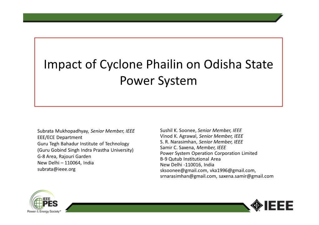 Impact of Cyclone Phailin on Odisha State Power System