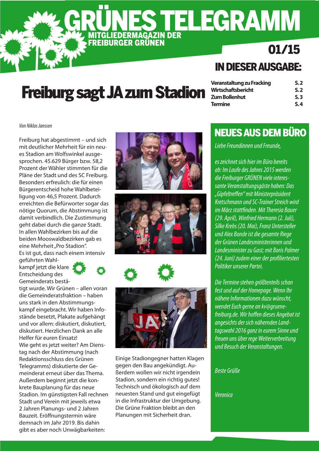 Grünes Telegramm Mitgliedermagazin Der Freiburger Grünen 01/15 in Dieser Ausgabe