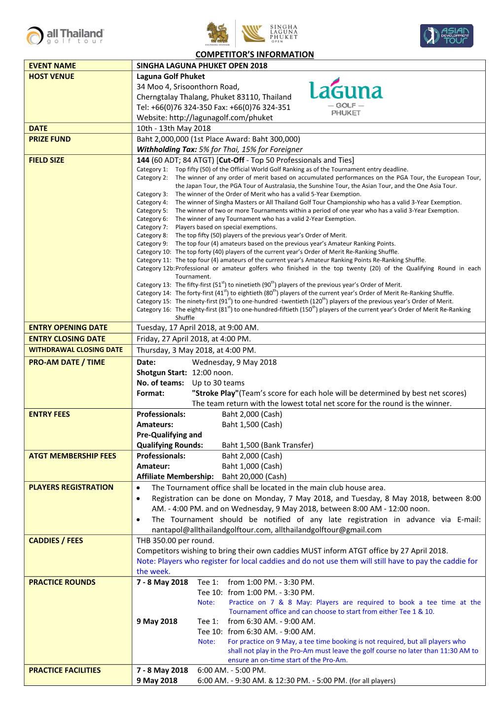 Tournament Factsheet