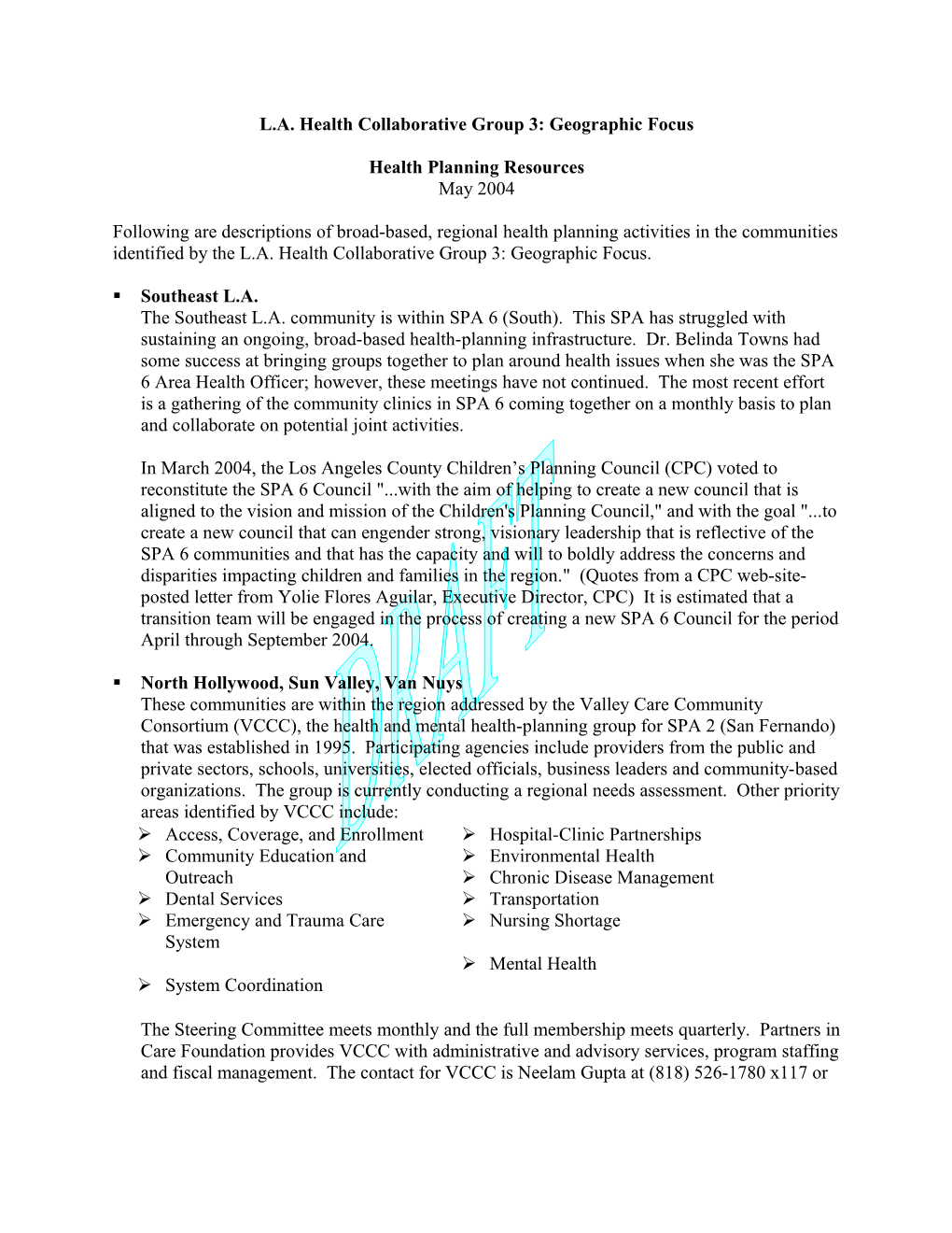 L.A. Health Collaborative Group 3: Geographic Focus