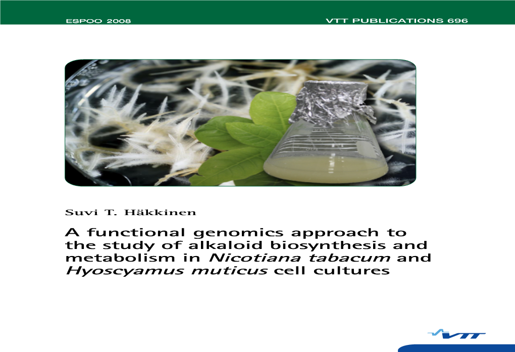 A Functional Genomics Approach to the Study of Alkaloid Biosynthesis and Metabolism