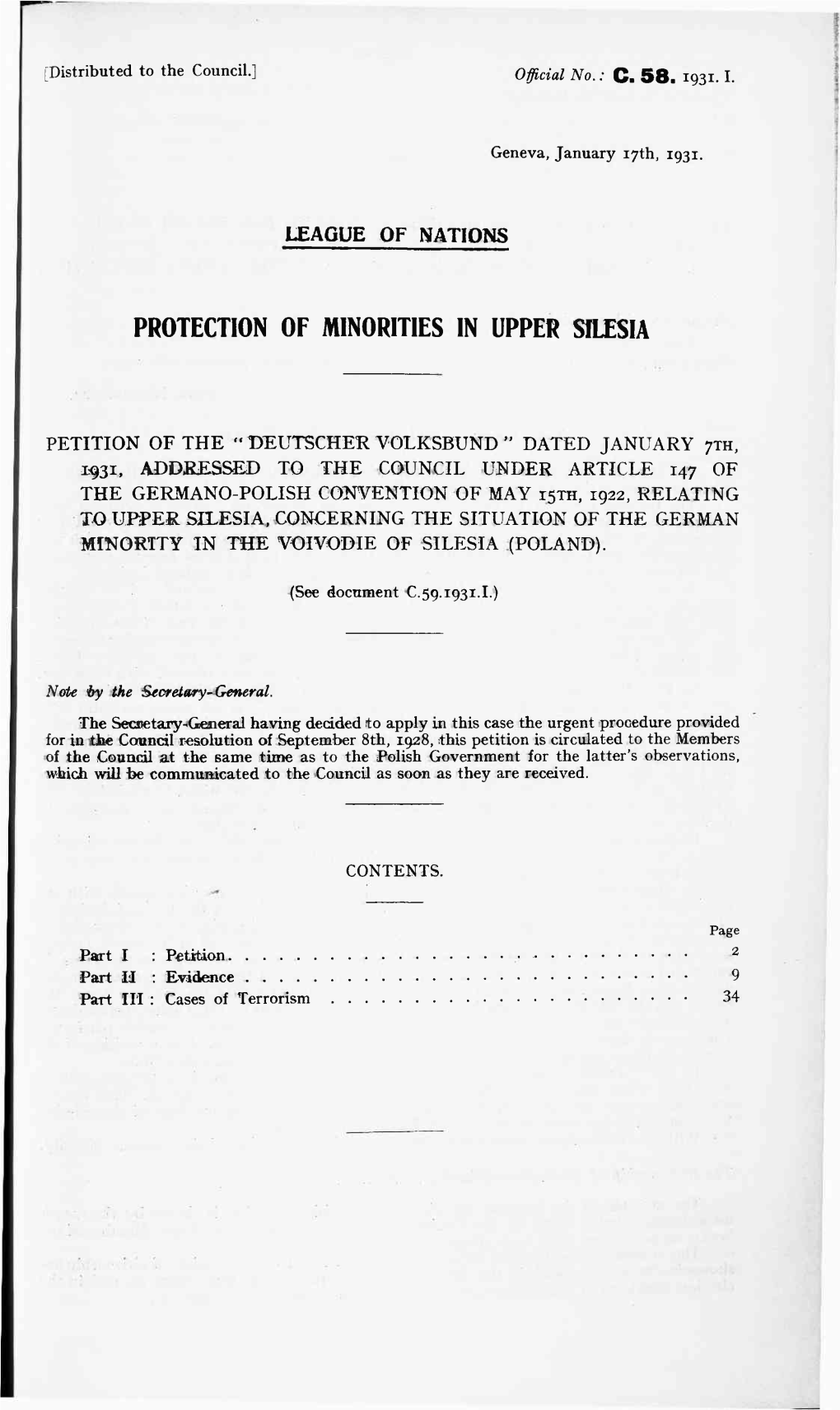 Protection of Minorities in Upper Silesia