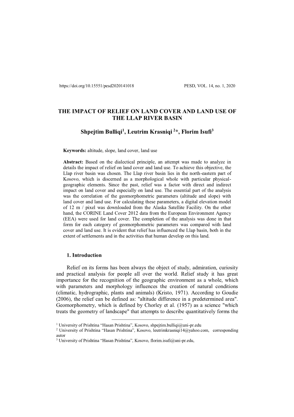 The Impact of Relief on Land Cover and Land Use of the Llap River Basin