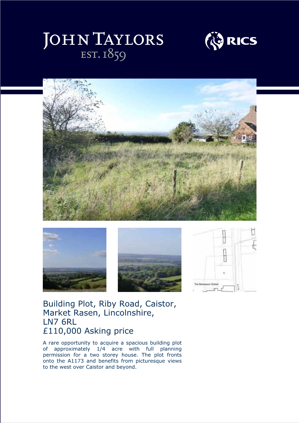 Building Plot, Riby Road, Caistor, Market Rasen, Lincolnshire, LN7 6RL £110,000 Asking Price