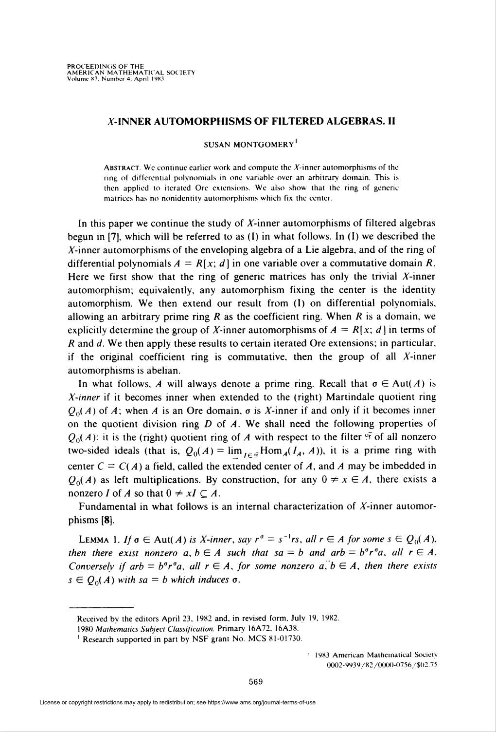 A-Inner Automorphisms of Filtered Algebras. Ii