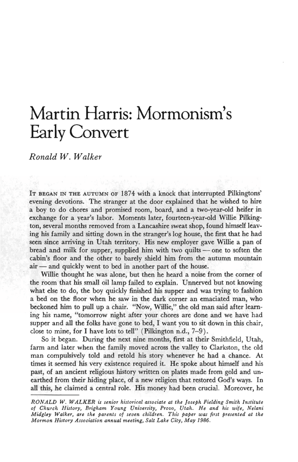 Martin Harris: Mormonisrn S Early Convert