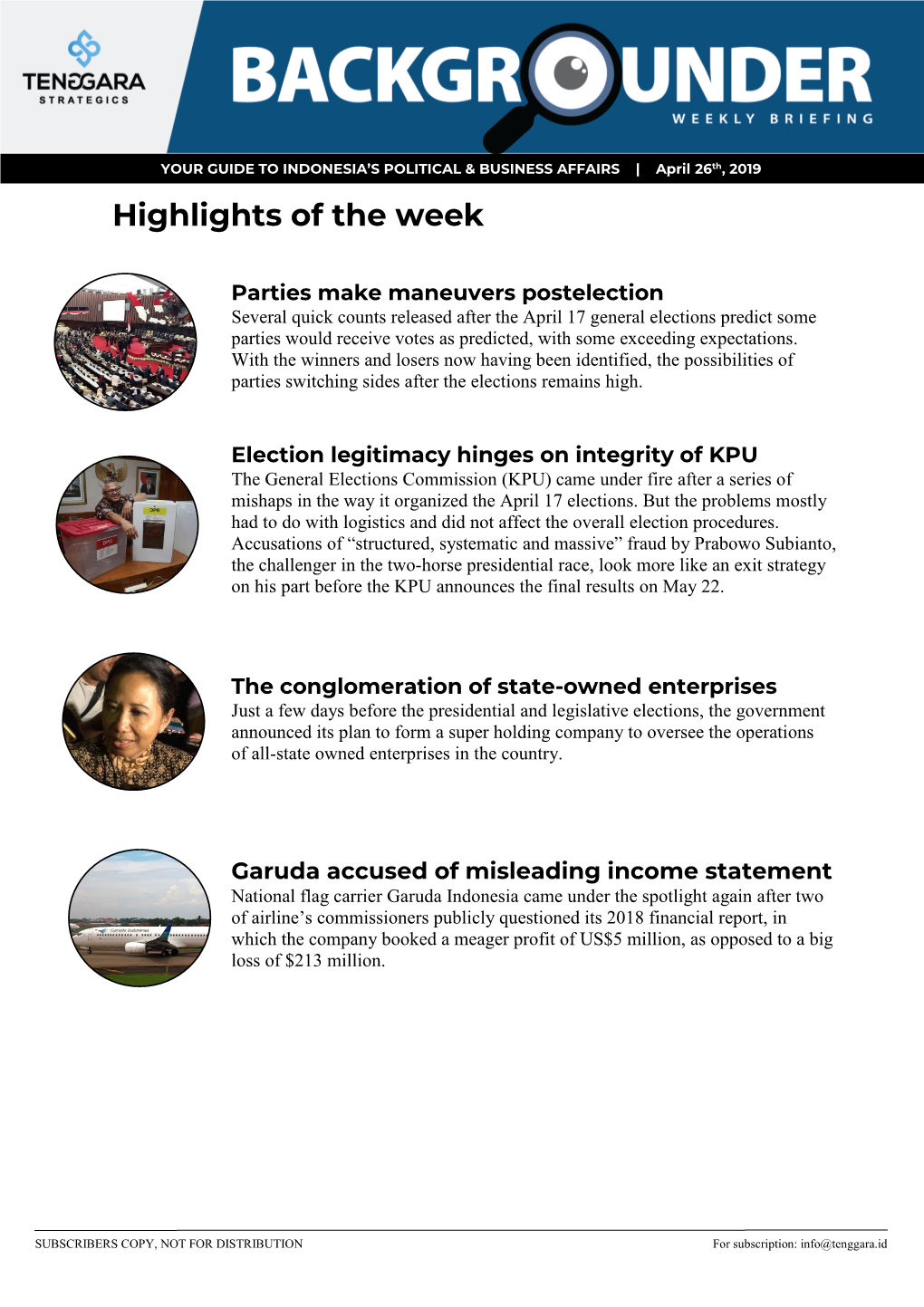 Highlights of the Week