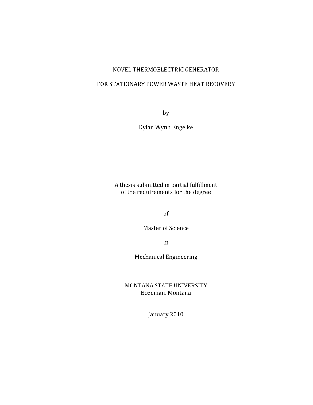 Novel Thermoelectric Generator for Stationary