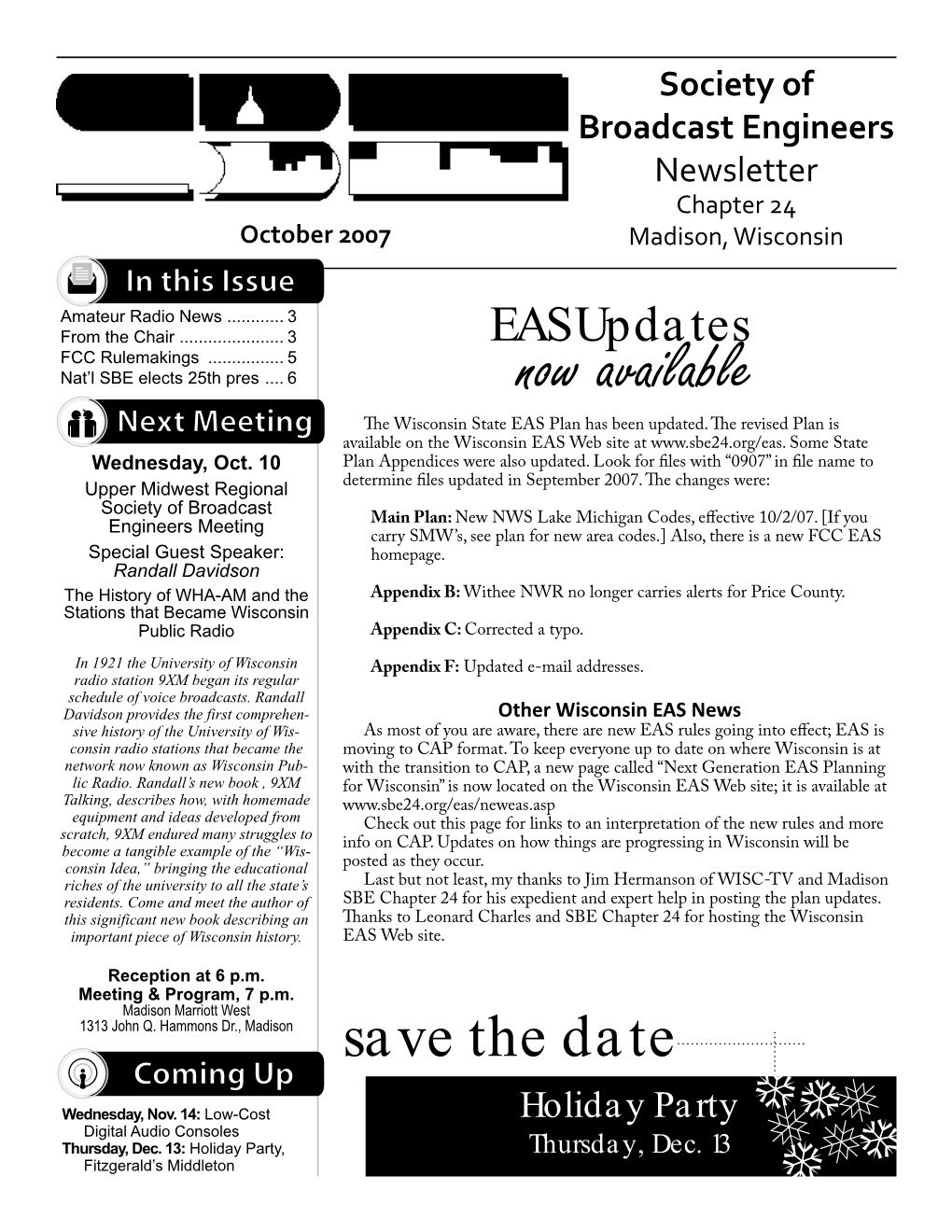 October 2007 Newsletter