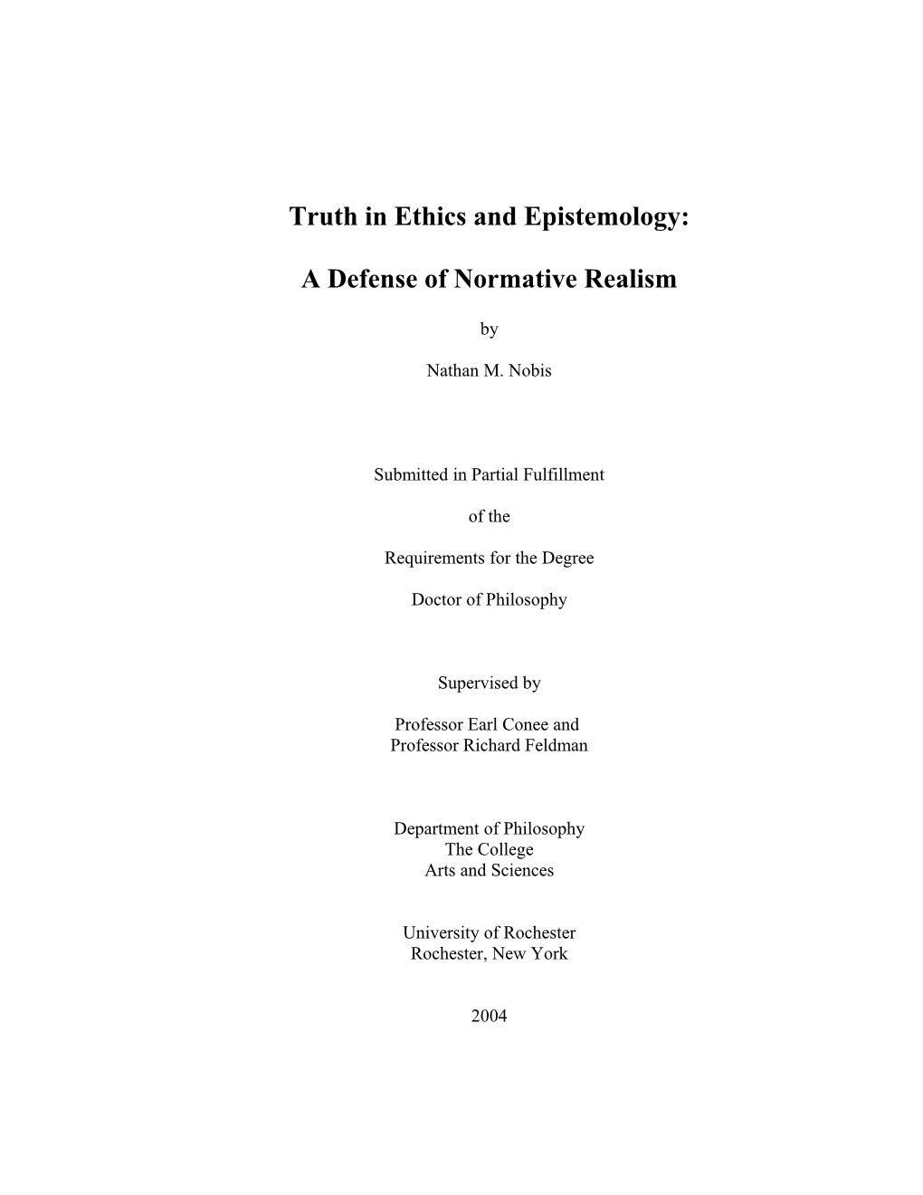 Nathan Nobis's Ph.D. Dissertation