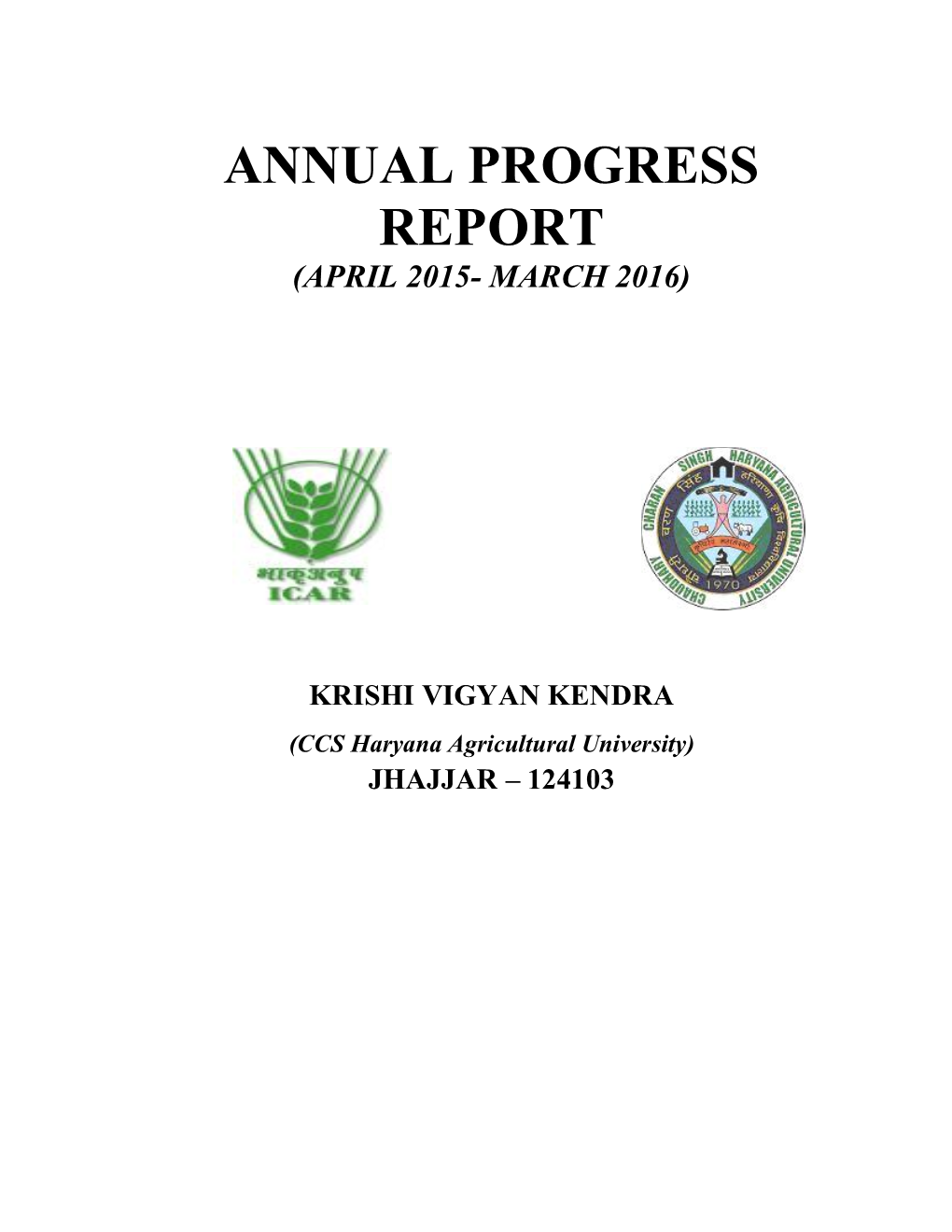 Annual Progress Report (April 2015- March 2016)