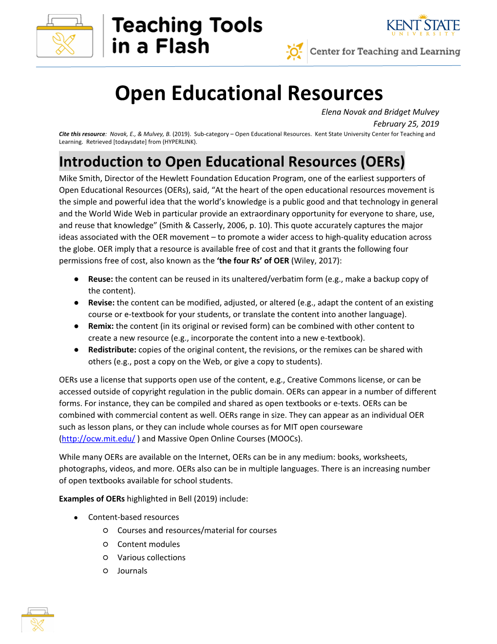 Teaching Tools—Open Educational Resources