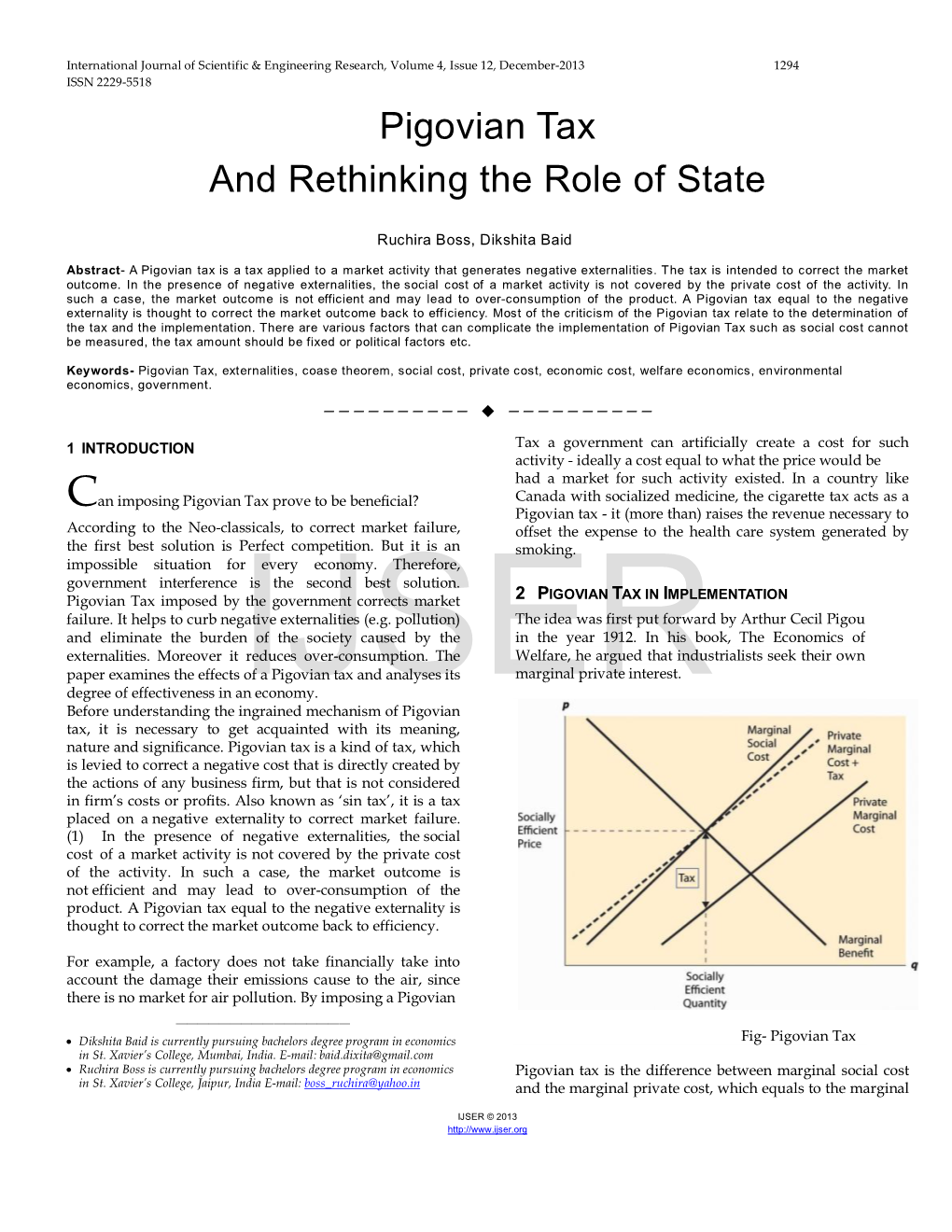 Pigovian Tax and Rethinking the Role of State