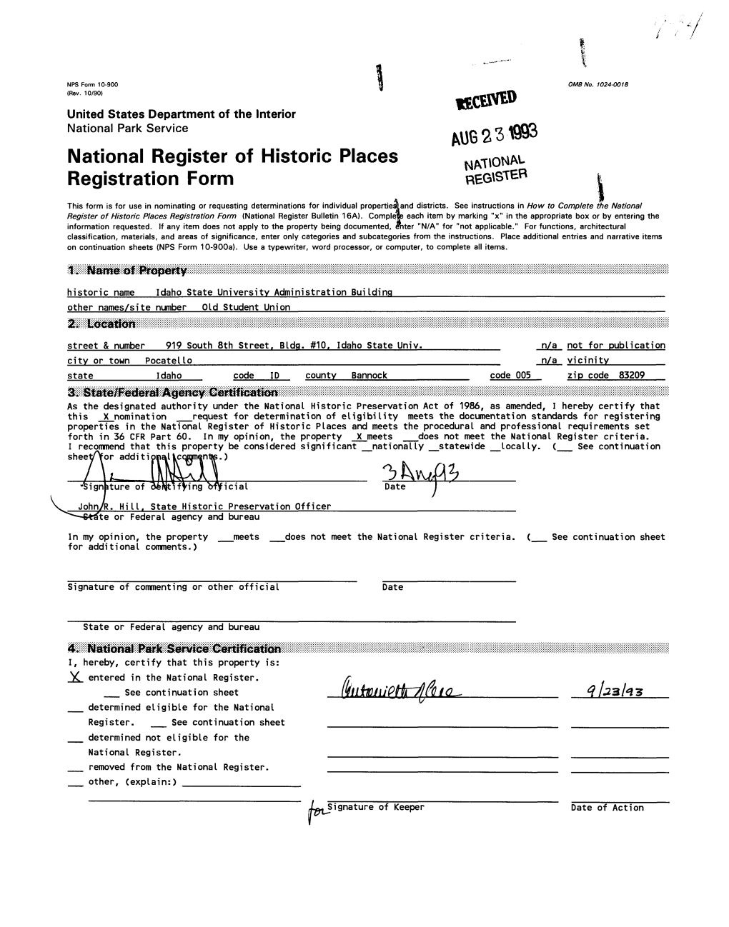 National Register of Historic Places NATIONAL Registration Form