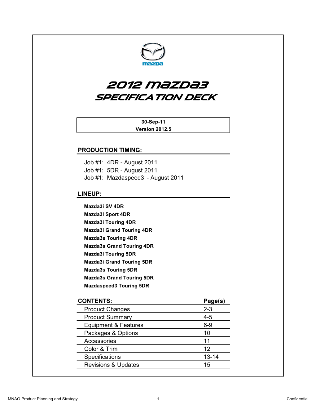 2012 }{Zd{3 Specification Deck