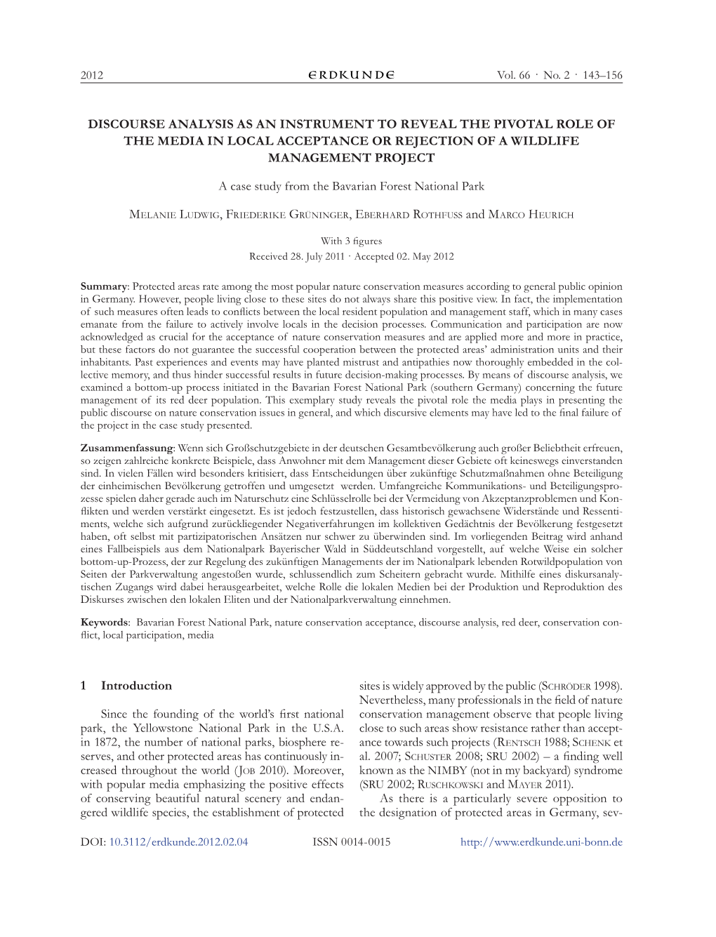 Discourse Analysis As an Instrument to Reveal the Pivotal Role of the Media in Local Acceptance Or Rejection of a Wildlife Management Project