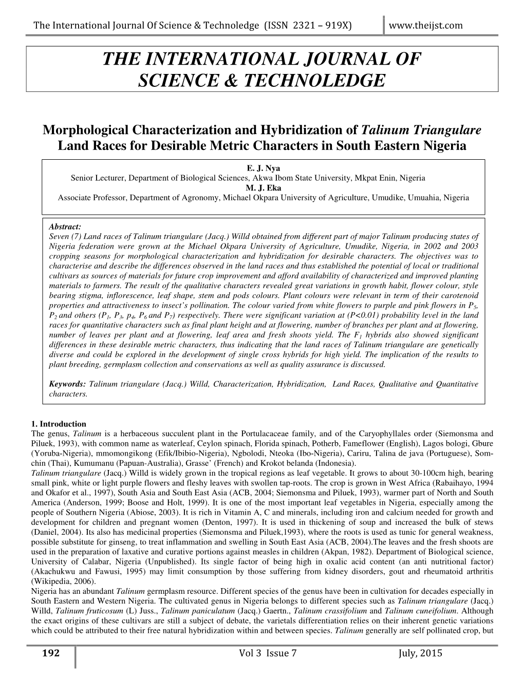 The International Journal of Science & Technoledge